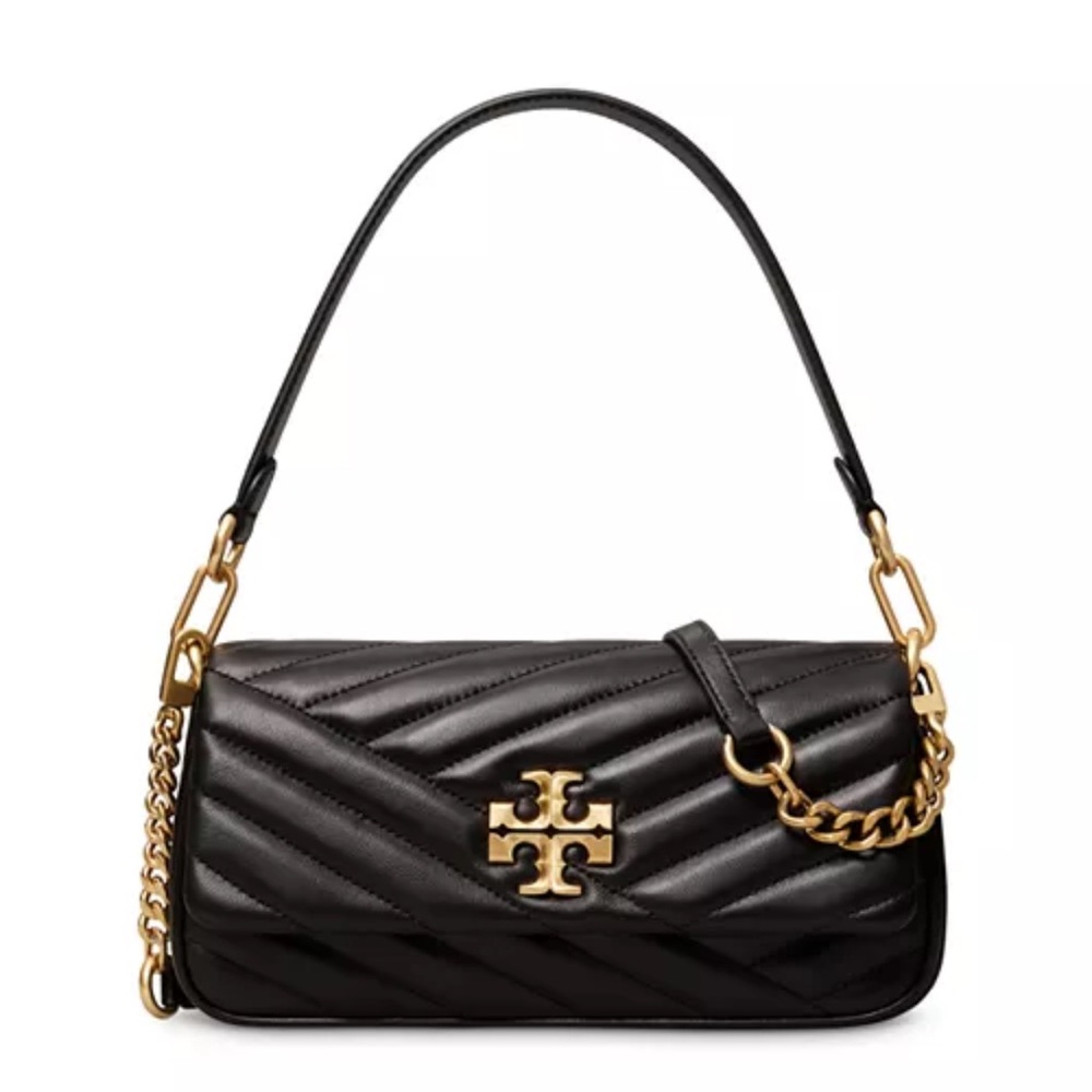 Tory Burch Black and Gold Quilted Shoulder Bag